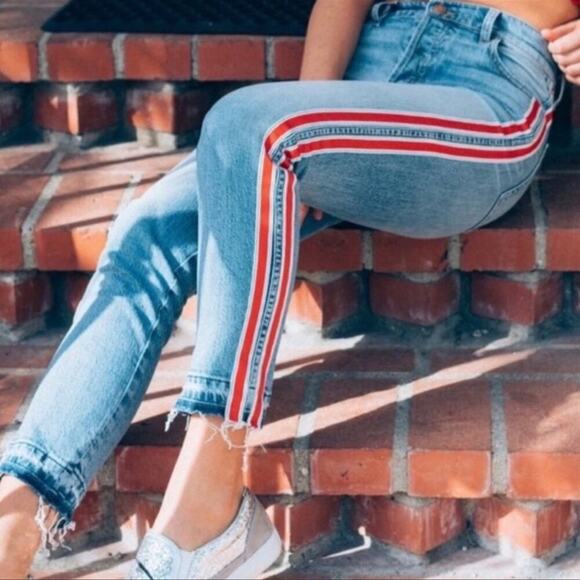 Revice | Ruby Tuesday Racer Stripe Raw Hem High Rise Jeans 26 - Picture 7 of 15